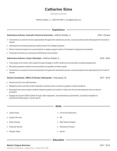 Resume example 1