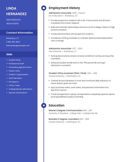 Admissions Associate Resume