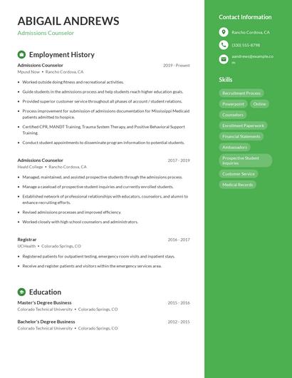 Resume example 5