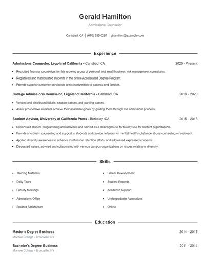 Resume example 1