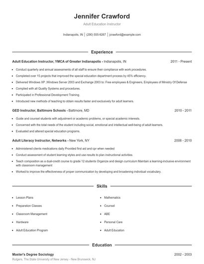 Resume example 1