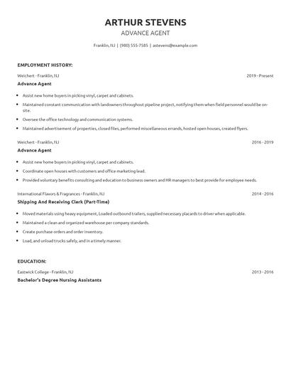 Advance Agent Resume