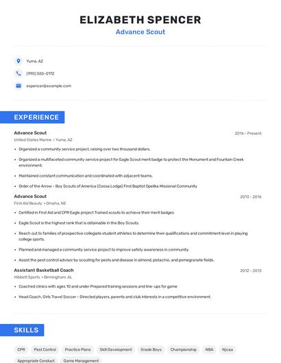 Advance Scout Resume