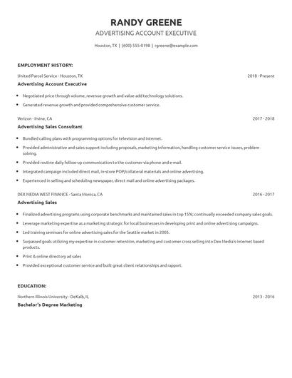 Advertising Account Executive Resume