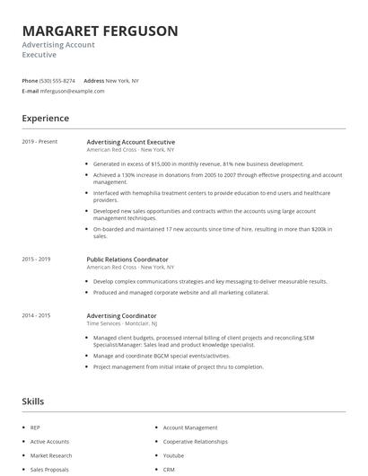 Advertising Account Executive Resume