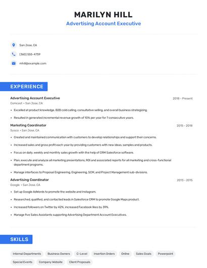 Advertising Account Executive Resume