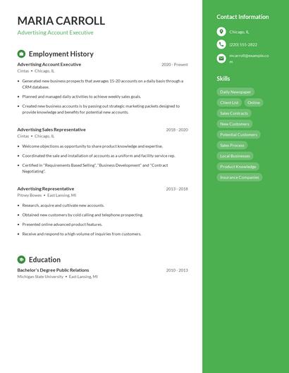 Advertising Account Executive Resume