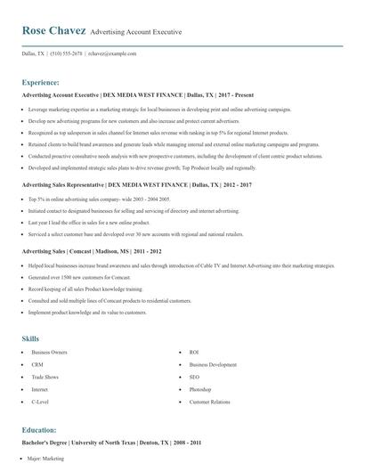 Advertising Account Executive Resume