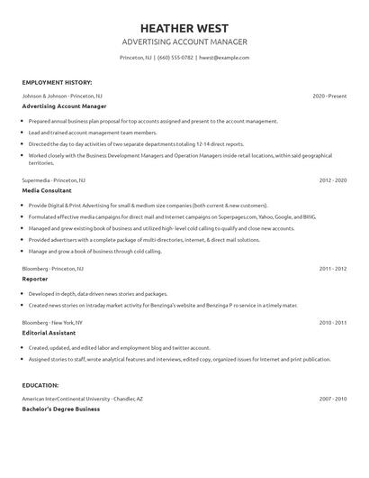 Advertising Account Manager Resume