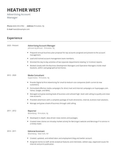 Advertising Account Manager Resume