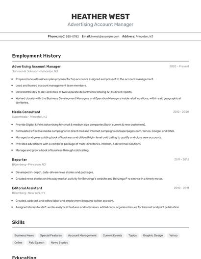 Advertising Account Manager Resume