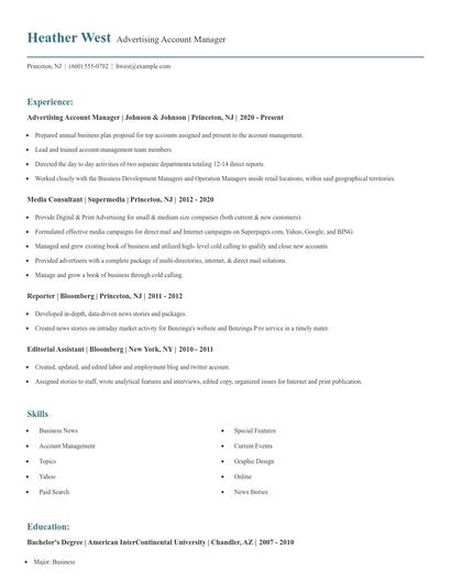 Advertising Account Manager Resume