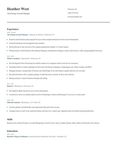 Advertising Account Manager Resume