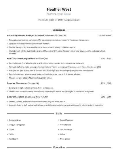 Advertising Account Manager Resume