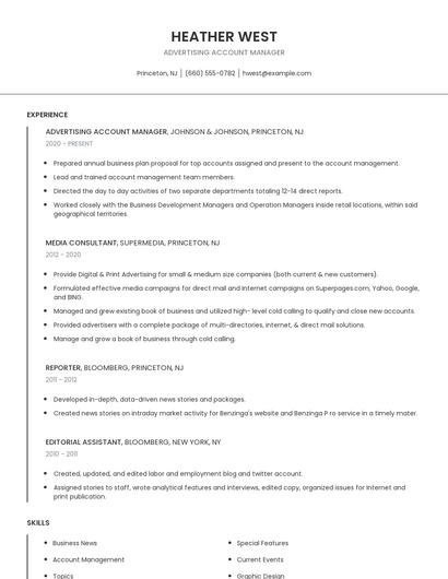 Advertising Account Manager Resume