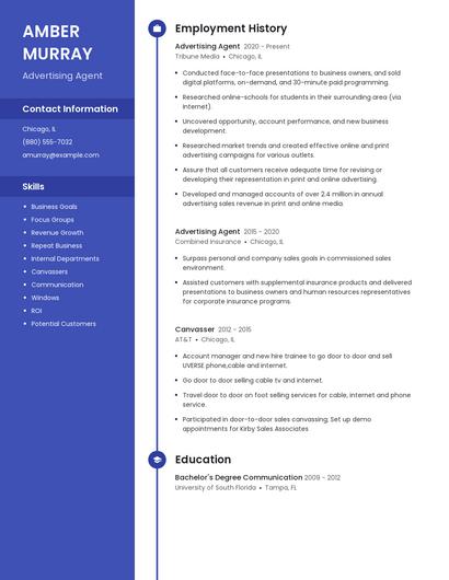 Advertising Agent Resume