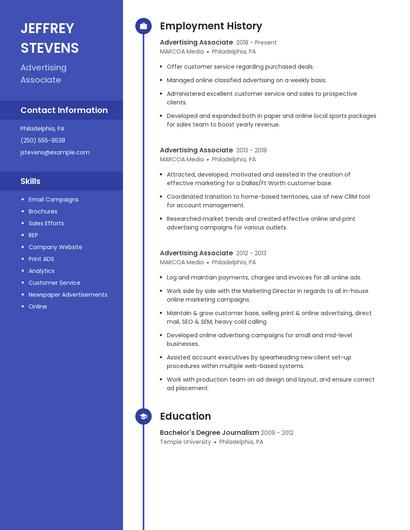 Advertising Associate Resume
