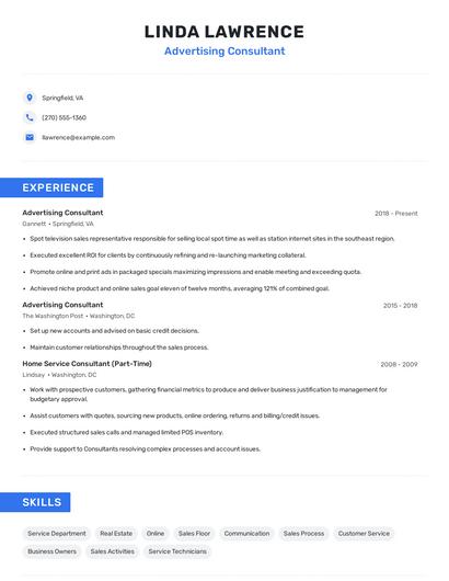 Advertising Consultant Resume
