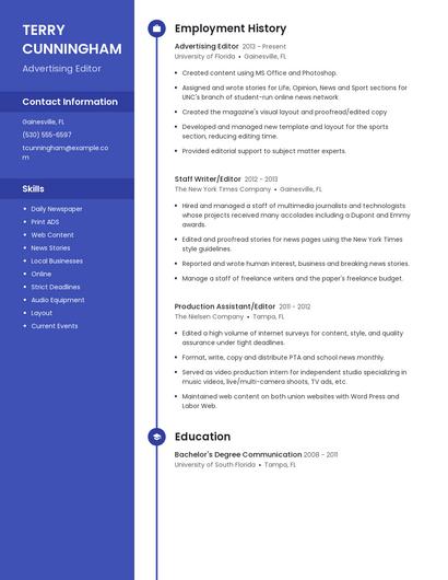 Advertising Editor Resume
