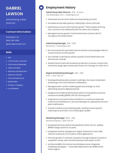 Advertising Sales Director Resume