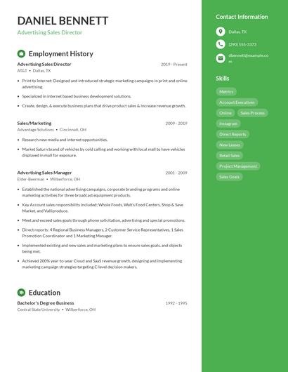 Advertising Sales Director Resume