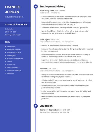 Advertising Sales Resume