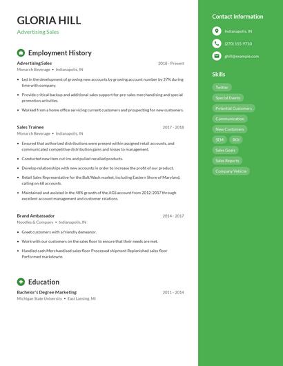 Advertising Sales Resume