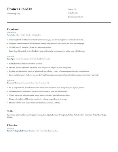 Advertising Sales Resume
