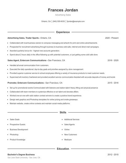 Advertising Sales Resume