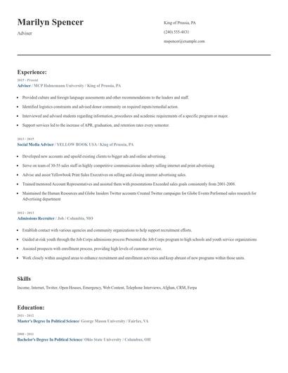 Adviser Resume