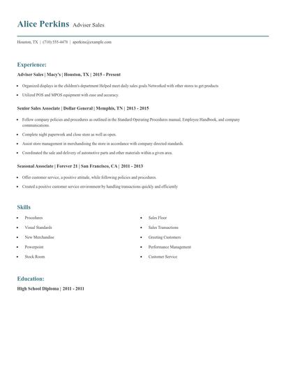 Adviser Sales Resume