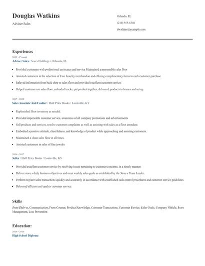 Adviser Sales Resume