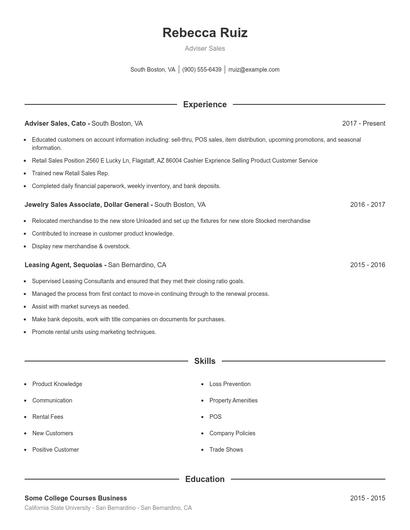 Adviser Sales Resume