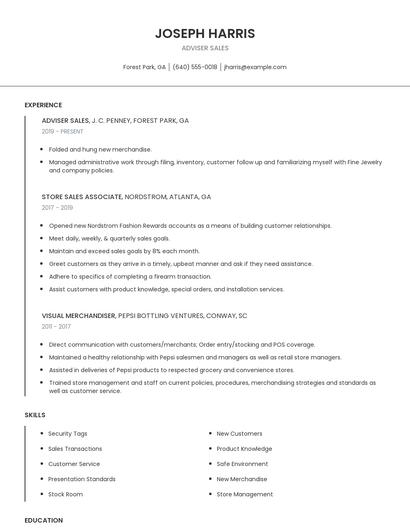 Adviser Sales Resume