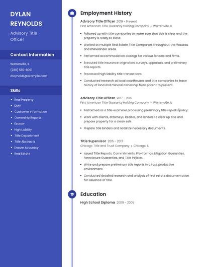 Advisory Title Officer Resume