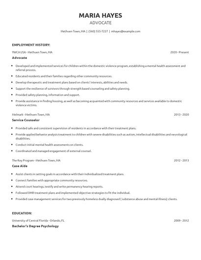 Advocate Resume