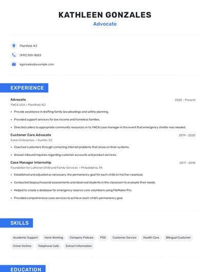 Advocate Resume