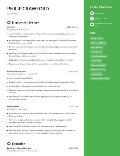 Advocate Resume
