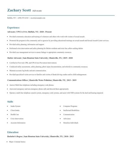 Advocate Resume