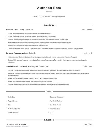 Advocate Resume