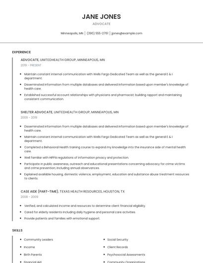 Advocate Resume
