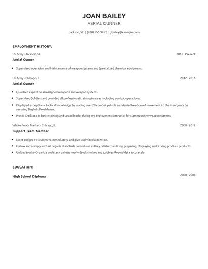 Aerial Gunner Resume