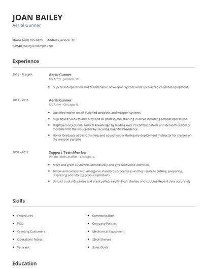 Aerial Gunner Resume