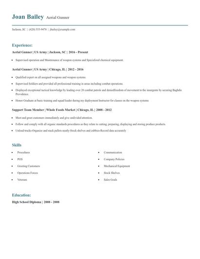 Aerial Gunner Resume