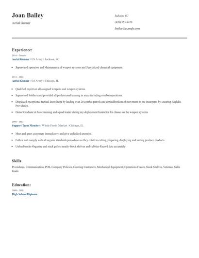 Aerial Gunner Resume