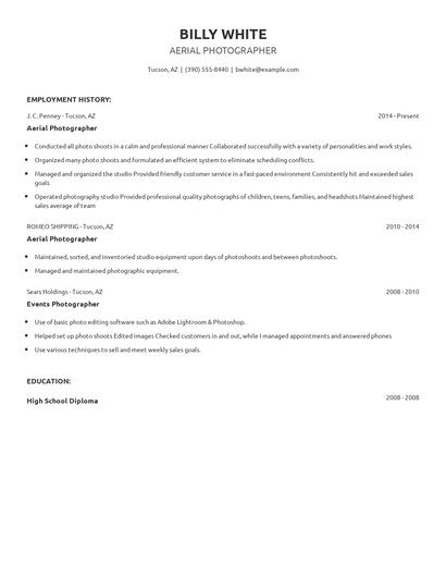 Aerial Photographer Resume