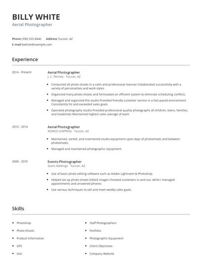 Aerial Photographer Resume