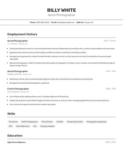 Aerial Photographer Resume