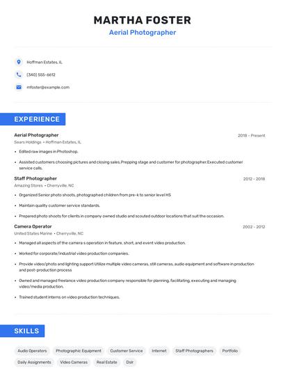 Aerial Photographer Resume