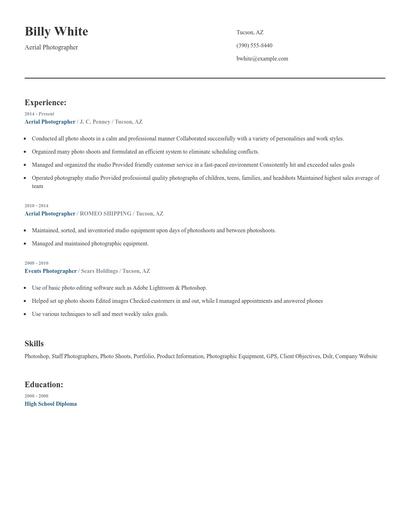Aerial Photographer Resume